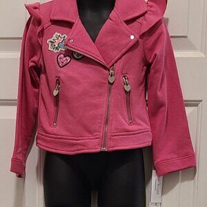 365 Kids Girls pink Size 4 Long Sleeve Sweatshirt Style Moto Jacket New